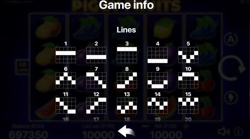 Piggy Fruits - skema empat puluh tetap payline